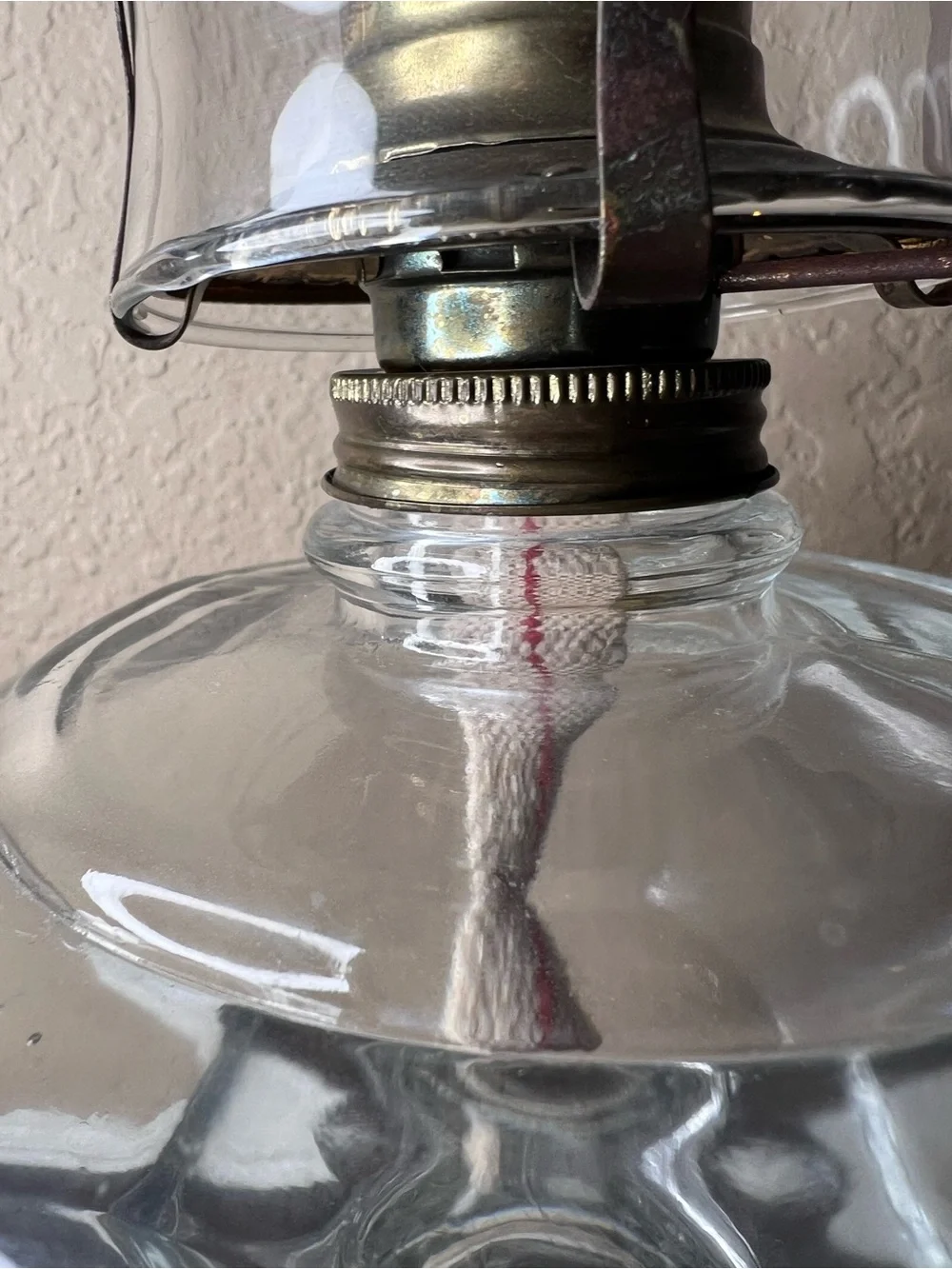Vintage 1980s Clear Glass Hurricane Oil Lamp